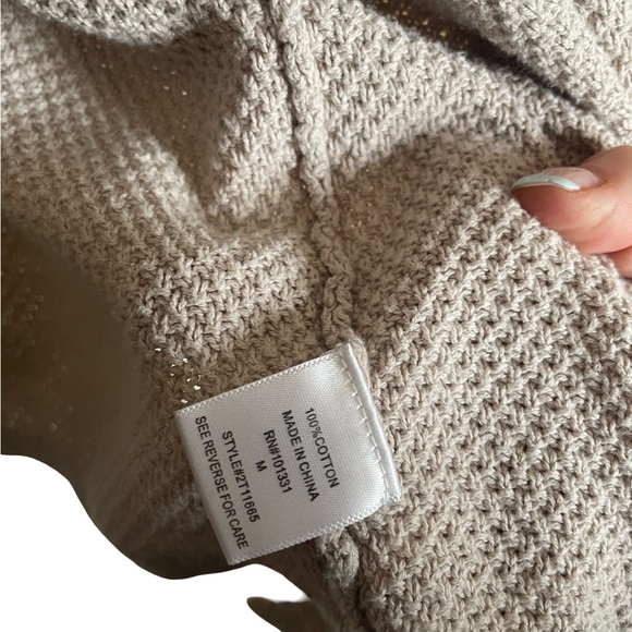 CXO Beige Textured Knit Oversized Cardigan Sweater - 100% Cotton - Size M - Picture 5 of 7